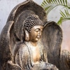 Leaf Buddha Jade Green and Copper Fiber Glass Indoor Fountain