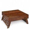 Bradford Sheesham Wood Contemporary Square Foldable Coffee Table In Natural Teak Finish