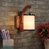 Devansh Solid Wood Electric Wall Light in Brown Colour with White Shade Count of 1 Light