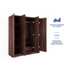 Julian Engineered Wood 4 Door Mirror Wardrobe In Walnut Finish