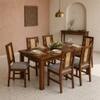 Globally Indian Remy Solid Sheesham Wood 6 Seater Dining Table Set 6 Chairs Grey