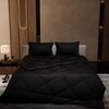 Stoa Paris Comforter Set Double Bed, 300TC Satin Double Bed Comforters in Midnight Black