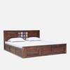 Rangrez Sheesham Wood King Size Bed in Provincial Teak Finish with Box Storage