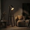 Focal Beige Solid Wood Floor Lamp with Beige Solid Wood Base