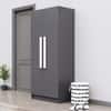 Hexa Red Wooden 2 Door Wardrobe with 4 Shelves in Slate Grey Colour