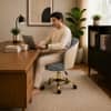 Doe Buck Paolo Beige Houndstooth Upholstered Swivel Office Chair