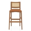Weber Solid Wood Bar Chair In Amber Walnut Finish and Nappa Tan Leatherette Colour