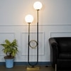 Allegra 2 Light Floor Lamp In Antique Brass And Black Finish With Opal Glass Diffuser