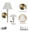 BETTIE Integrated LED Brass Wall Light with White Cotton Shade