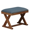 Calvebrook Solid Wood Ottoman in Blue Fabric