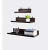 Solid Wood Floating Wall Shelf Set of 3 in Brown Colour