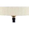 Toni Off White Fabric Shade Table Lamp with Black Iron Base