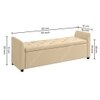 Sibol Leatherette  2 Seater Ottoman Bench with Storage  in Cream Color