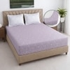 Lavender And White  Floral Cotton 400 Tc fitted  Double Queen Size Bedsheet With 2 Pillow Covers