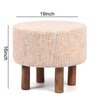 Collio Solid Wood Ottoman Pouffee in Stripe Orange Jackard fabric