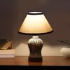 Devansh Conical White & Black  Cotton Shade Lamp With Wood & Mosaic Glass Base For Decoration/Office/Home/Gifting/Study For Decoration/Office/Home/Gifting/Study -(10X10X14.5) Inches -A