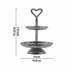 Metalsmith Two Tier Serveware Stand with Heart Handle Silver Finish