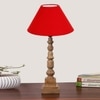 Devansh Red Cotton Table Lamp With  Wood Natural Base (10X10X21 Inches)-29