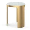 Riva Metal And White Banswara Side Table In Brushed Gold Finish
