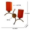 Devansh Metal Electric Wall Light in Gold Colour with Orange Shade Count of 2 Lights