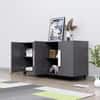 Hexa Red Multipurpose Storage Cabinet With 4 Drawer 3 Door in Slate Grey Colour