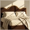 Solara Wave Luxe Queen Size Bed in velvet With Oak wood Frame & Hydraulic Storage