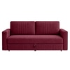 Alfon 3 Seater Velvet Pull Out Sofa Cum Bed with Storage In Maroon