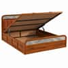 Yashika Solid Wood King Size Hydrulic Storage Bed In Honey Oak Finish (Copper Orange)) (72 - 78 inch)