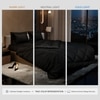 Stoa Paris Comforter Set Double Bed, 300TC Satin Double Bed Comforters in Midnight Black