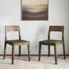 Clarke Solid Wood Dining Chair Set of 2 in Danish Walnut Finish with Olive Leatherette