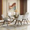 Zaida 6 Seater Dining Table With Set Of 6 Bren Swivel Dining Chairs (Colour- Ivory, Finish- Glass)