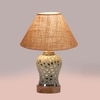 Devansh Conical Beige Jute Shade Lamp With Wood & Mosaic Glass Base For Decoration/Office/Home/Gifting/Study For Decoration/Office/Home/Gifting/Study -(10X10X14.5) Inches -A