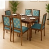 Globally Indian Sheesham Wood 6 Seater Dining Table Set With 6 Solid Wood Upholstered Chairs – In Blue Color