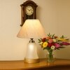 Devansh Conical Off White Cotton Shade Lamp With Wood & Mosaic Glass Base For Decoration/Office/Home/Gifting/Study For Decoration/Office/Home/Gifting/Study -(10X10X14.5) Inches -A