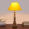 Devansh Yellow Cotton Table Lamp With  Wood Natural Base (10X10X21 Inches)-31