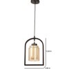Eliante Hanging Light - Champaign Glass Shade, Mild Steel And Wood, 1 Bulb, Modern Pendant Lamp