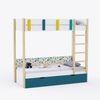 Pine Tree Single Size Bunk Bed In White & Teal Colour