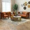 Haveli 2+1+1 Seater Wooden Sofa (Orange Colour, Honey Finish)