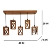 Symmetric 5 Series Brown Solid Wood Cluster Hanging Light
