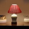 Devansh Conical Pink Jute Shade Lamp With Wood & Mosaic Glass Base For Decoration/Office/Home/Gifting/Study For Decoration/Office/Home/Gifting/Study -(10X10X14.5) Inches -A