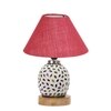 Devansh Conical Pink Jute Shade Lamp With Wood & Mosaic Glass Base For Decoration/Office/Home/Gifting/Study For Decoration/Office/Home/Gifting/Study -(10X10X14.5) Inches -A
