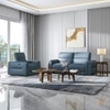 Linaro Leather One Seater Double Motor Recliner In Blue Colour