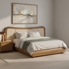 Elowen Softline King Size Bed in velvet With Oak wood Frame & Hydraulic Storage