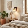 Hexagon Brown Solid Wood Wall Lights