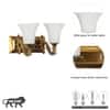 FRANKLIN 2 Light Brass Wall Fitting with Frosted White Glass