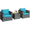 Carry Bird Wicker Patio Furniture Outdoor Balcony Chairs In Grey Mix And Sky Blue Colour