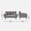 Faro Velvet 2 Seater Sofa in Grey Colour