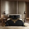 Stoa Paris Satin Comforter, 300TC Comforters for King Size Bed or King Black - Ivory White Gold