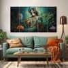 The Castle Decor Krishna Ji Wall Painting Wooden Framed 27x48 Inch (Style 12)