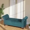Queens Solid Wood 2 Seater Bench/ Couch With Inside Storage Space In Turquoise Sea Velvet